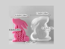 Molde silicona conejo sentado con flores 